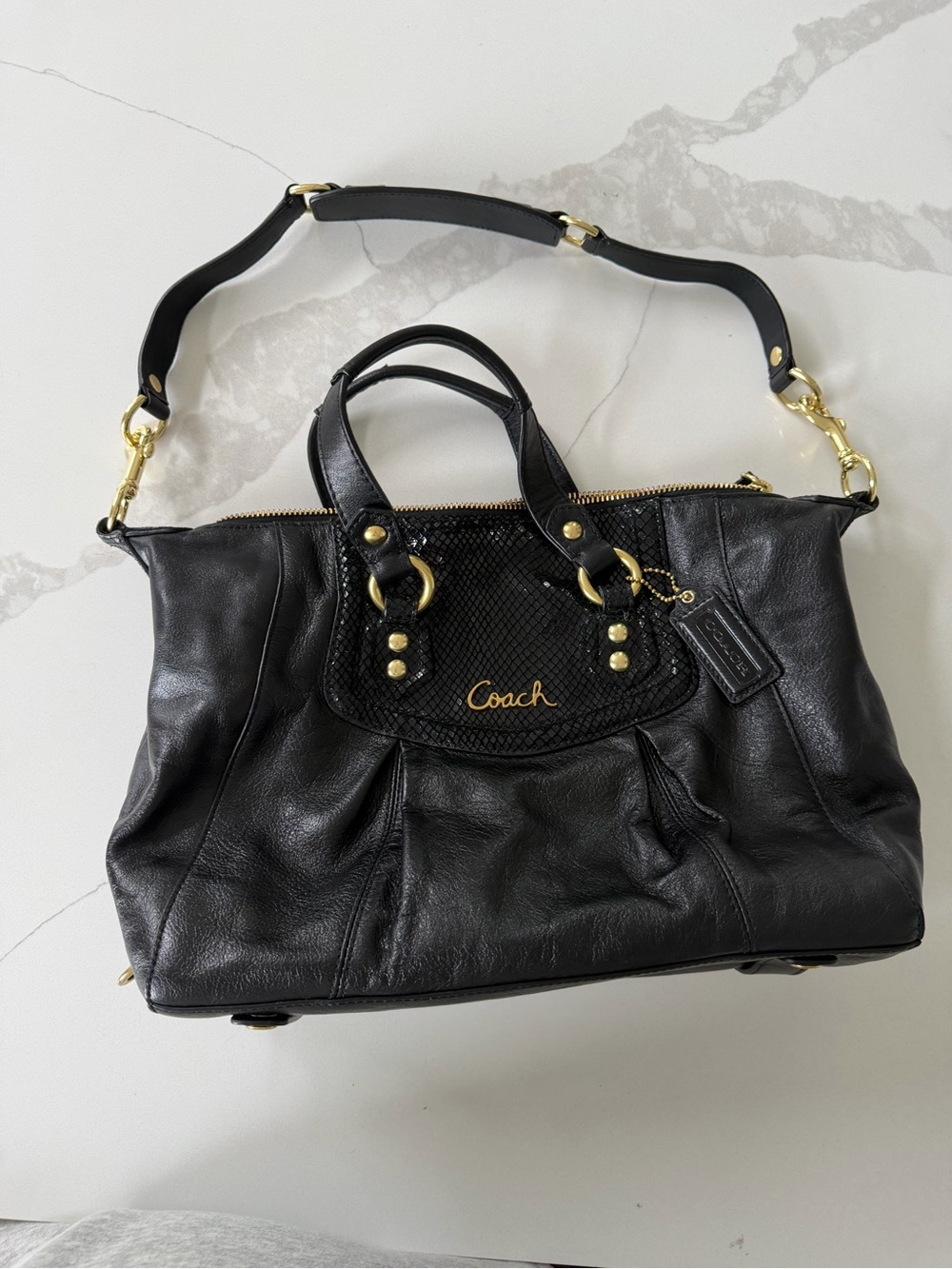 black Coach Ashley Leather Satchel
